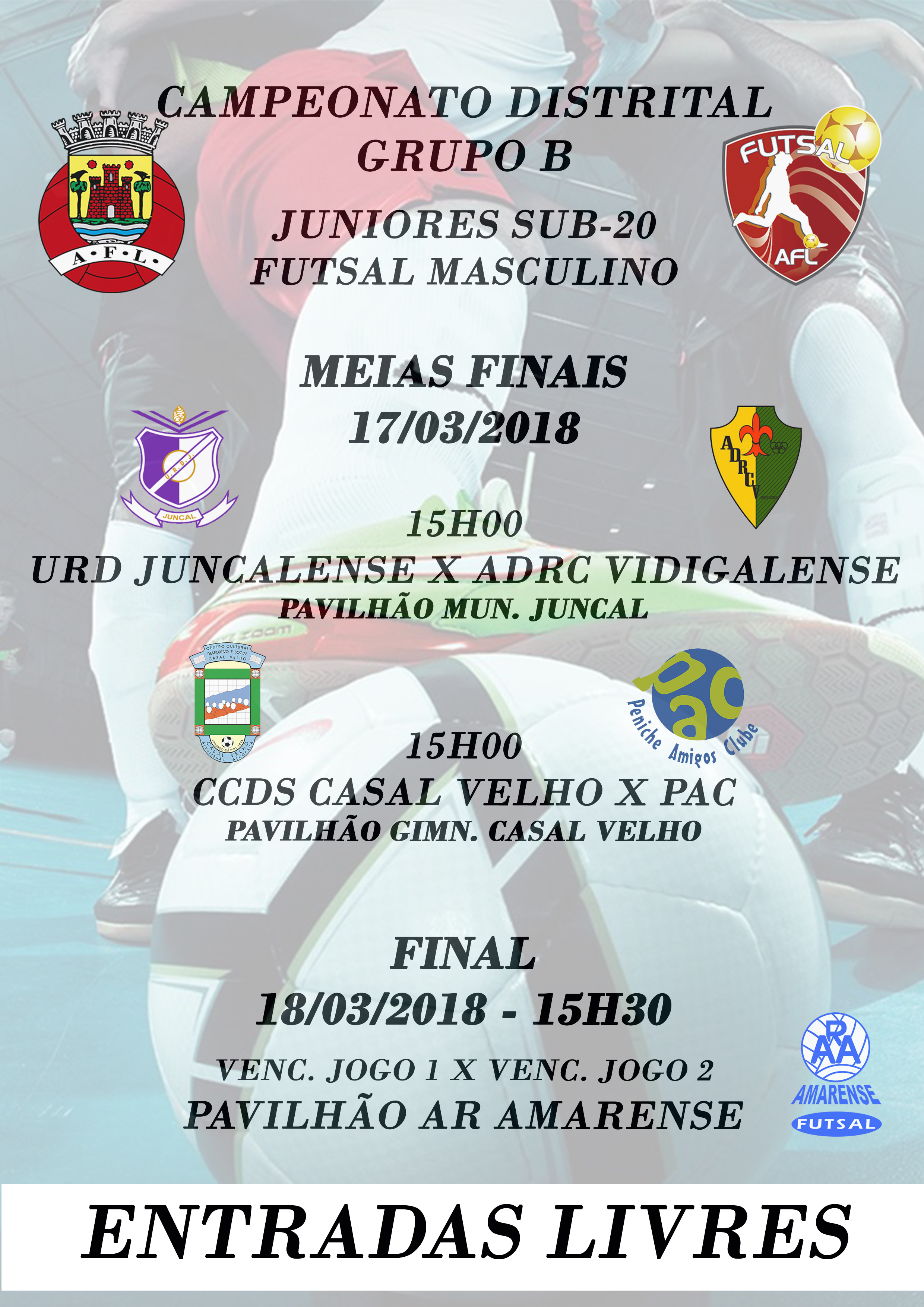 Campeonato Distrital - Grupo B - Juniores Sub/20 - Futsal Masculino!