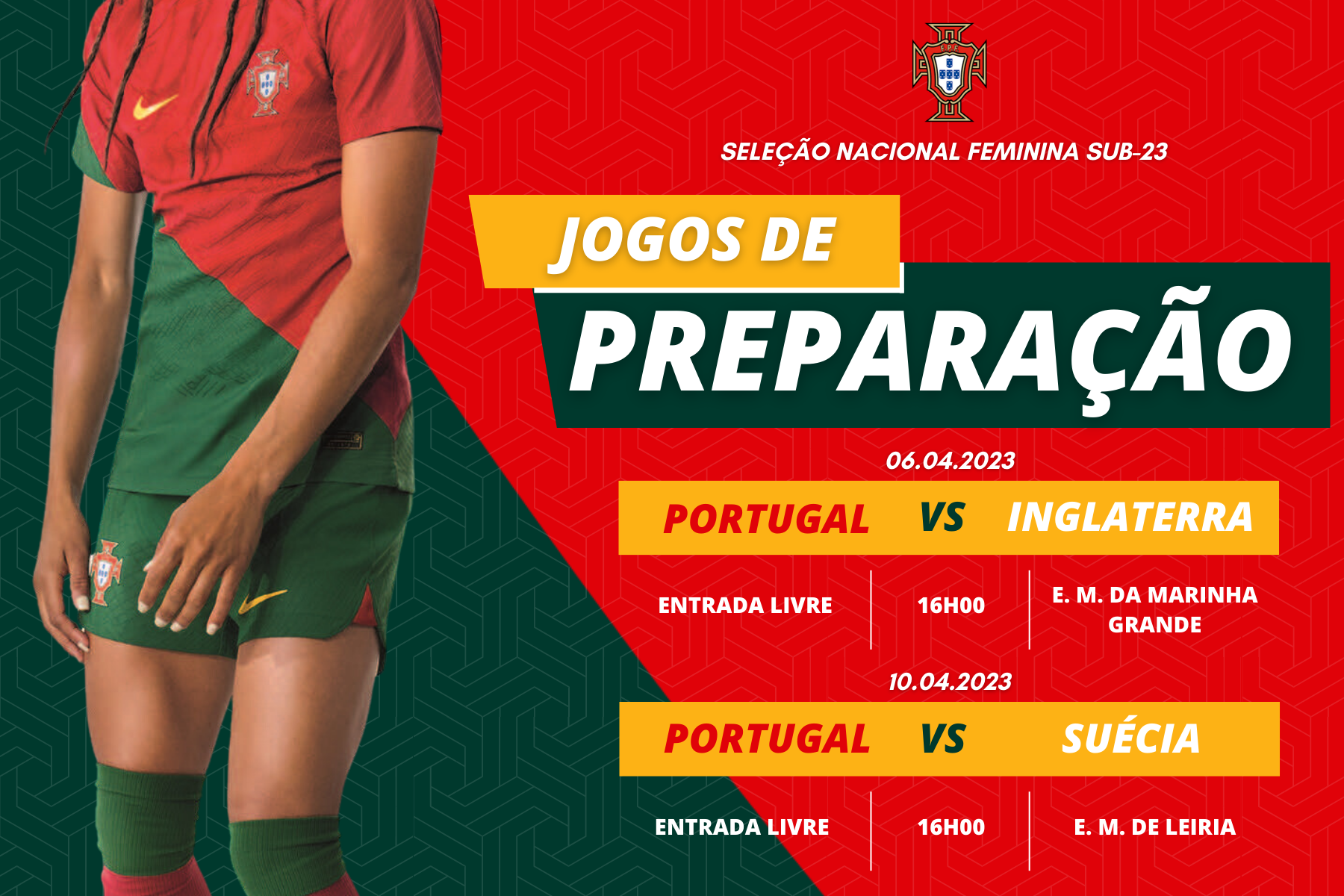 Seleção Nacional de Futebol Feminino Sub-23 realiza jogos na Marinha Grande e Leiria