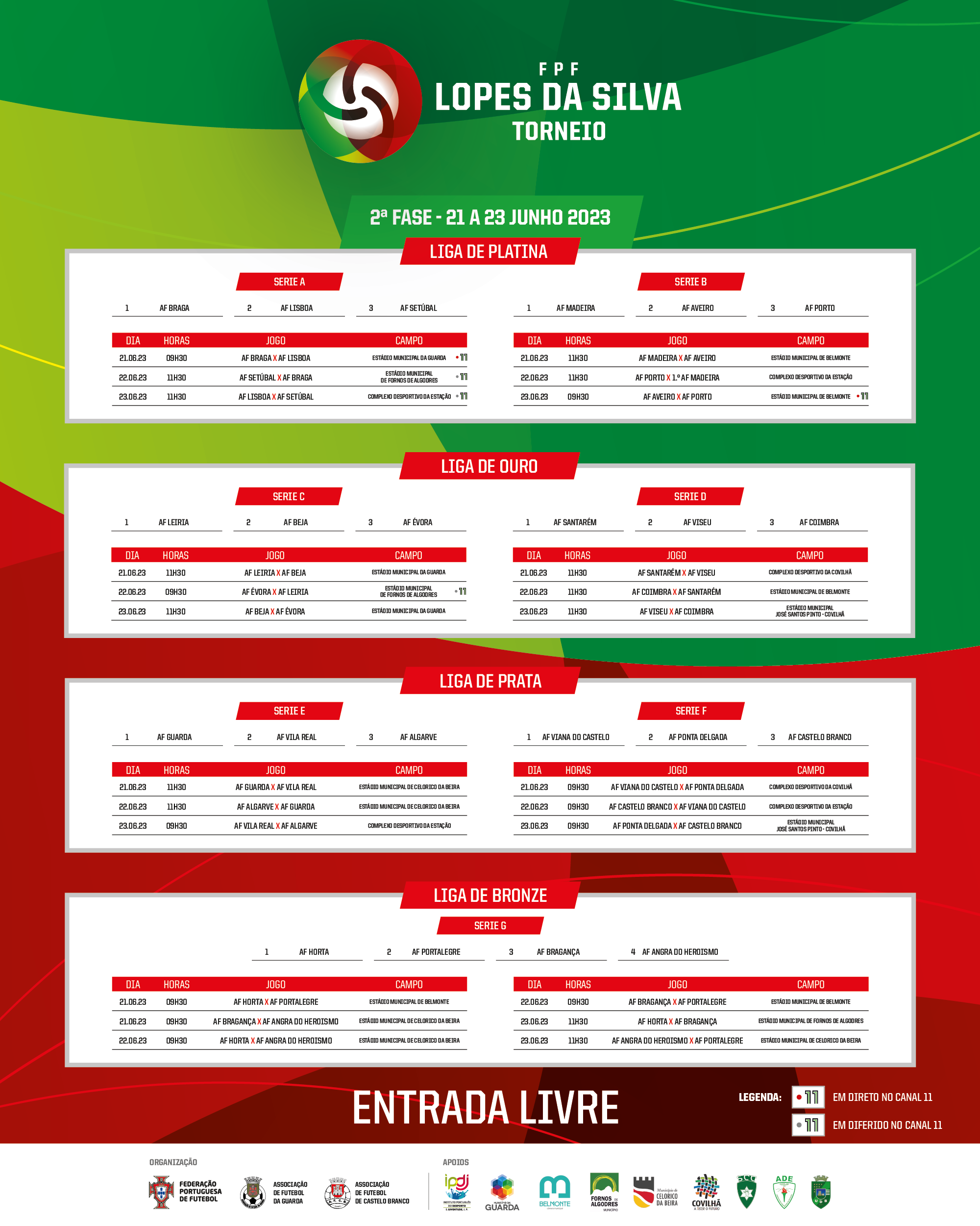 Onde dá o jogo? O calendário completo com as transmissões dos