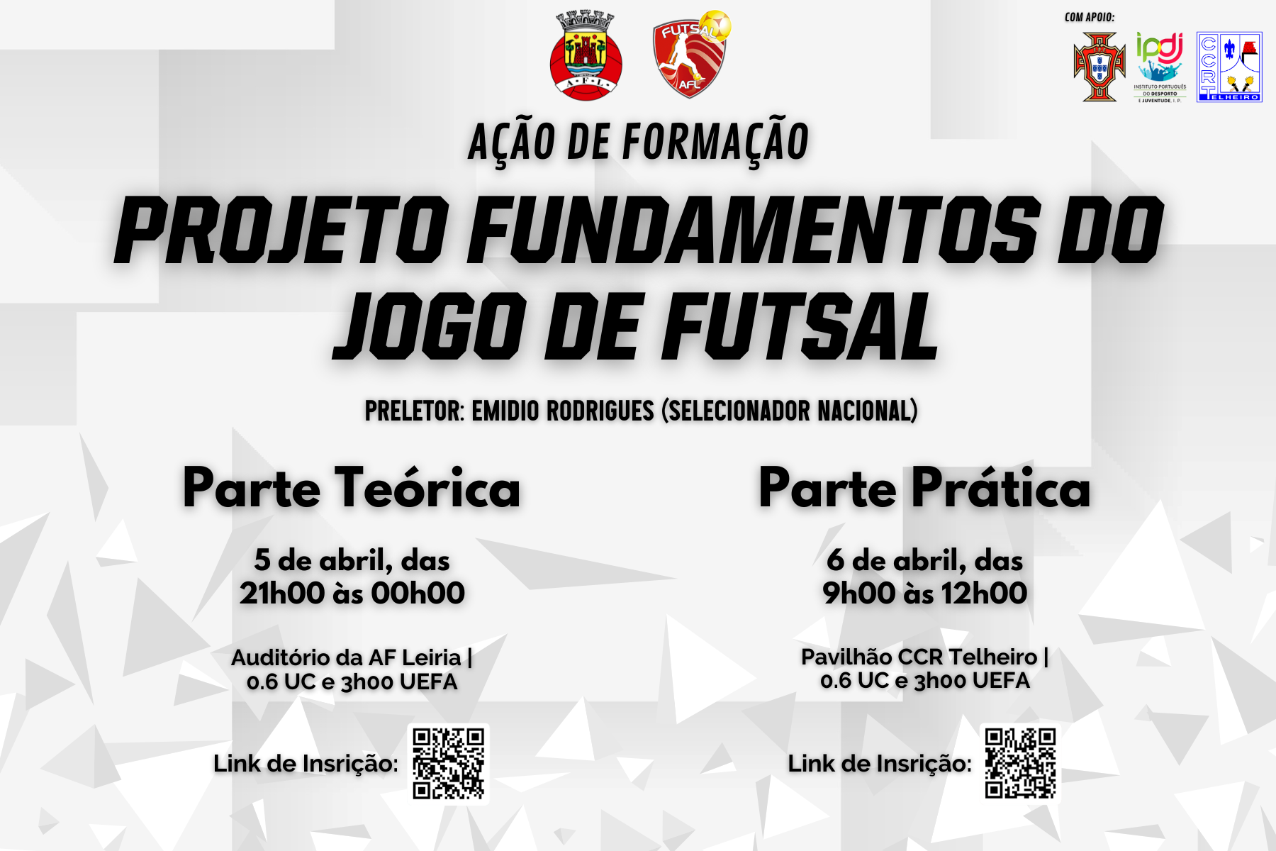 Ação de Formação - “Projeto Fundamentos do Jogo de Futsal” - Inscrição