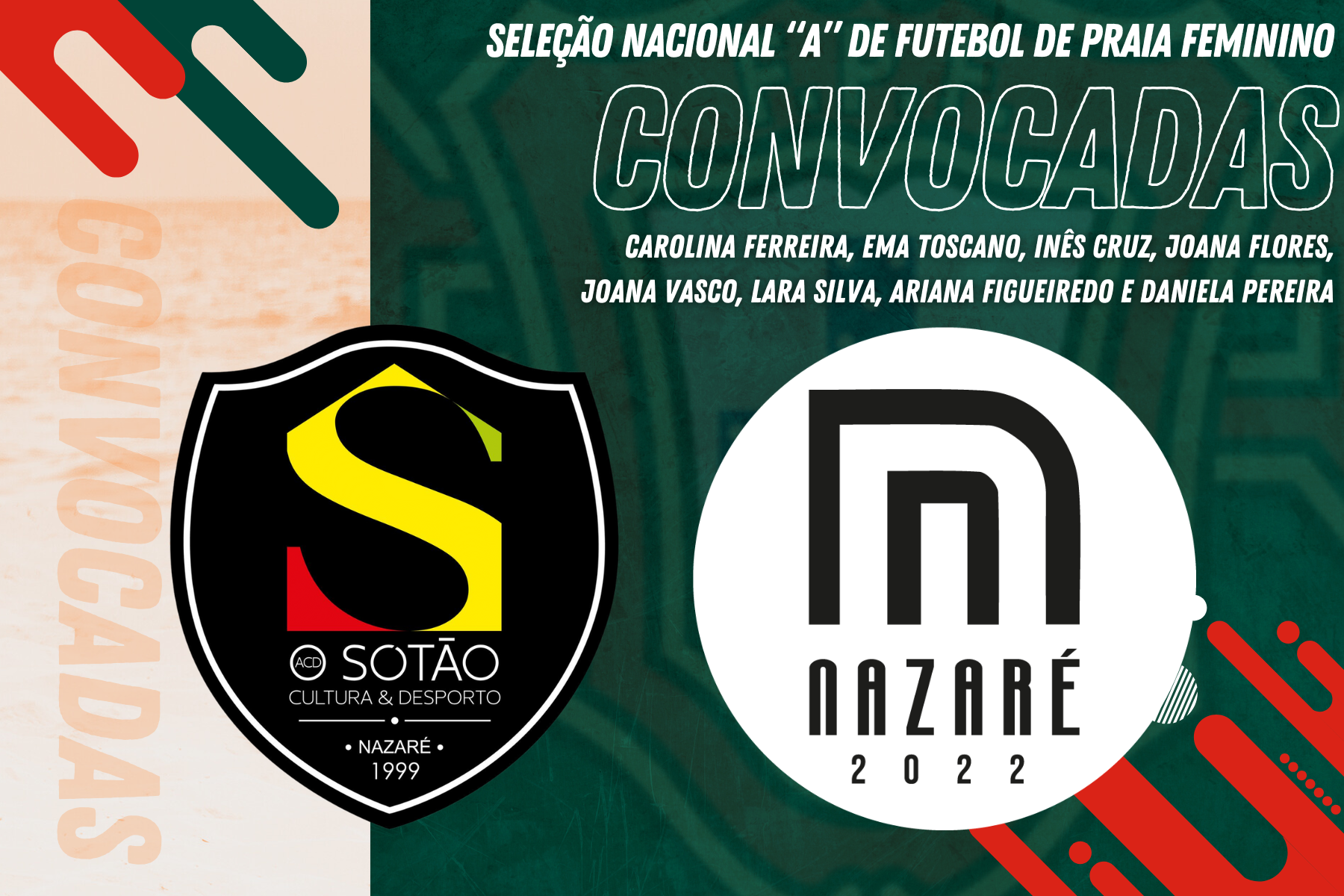 Jogadoras do ACD "O Sótão" e AD "Nazaré 2022" convocadas para a Seleção Nacional "A" Feminina de Futebol de Praia