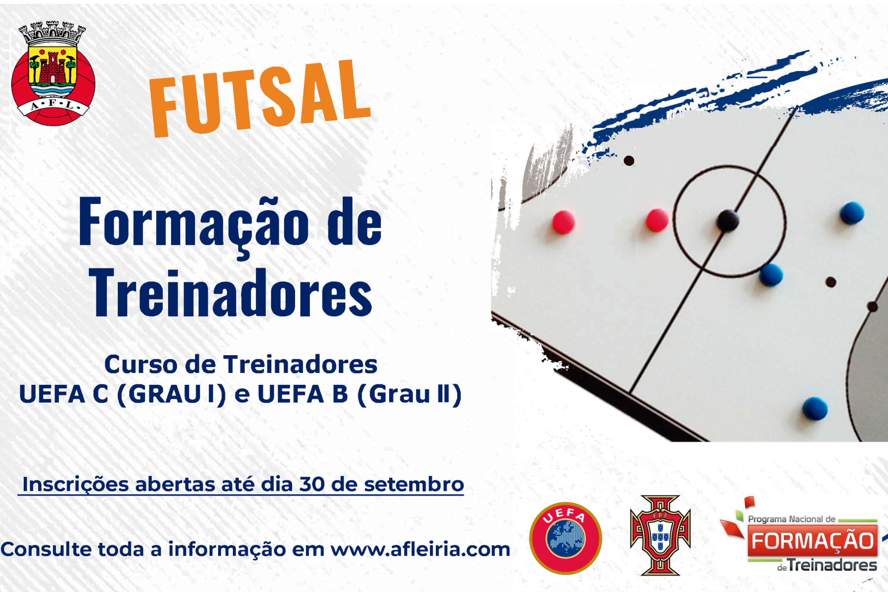 Inscrições Abertas para Cursos de Treinadores de Futsal