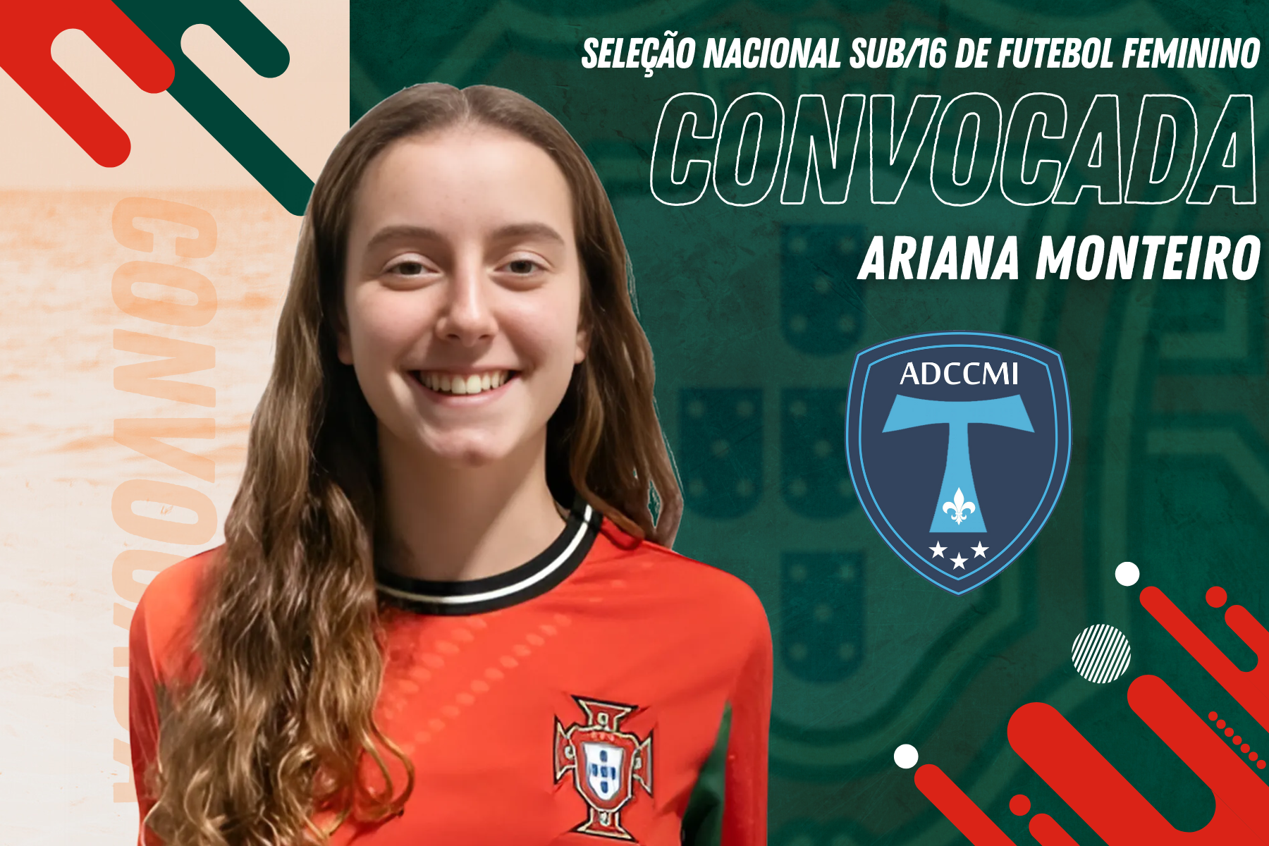 Ariana Monteiro convocada para a Seleção Nacional Sub-16 Feminina de Futebol