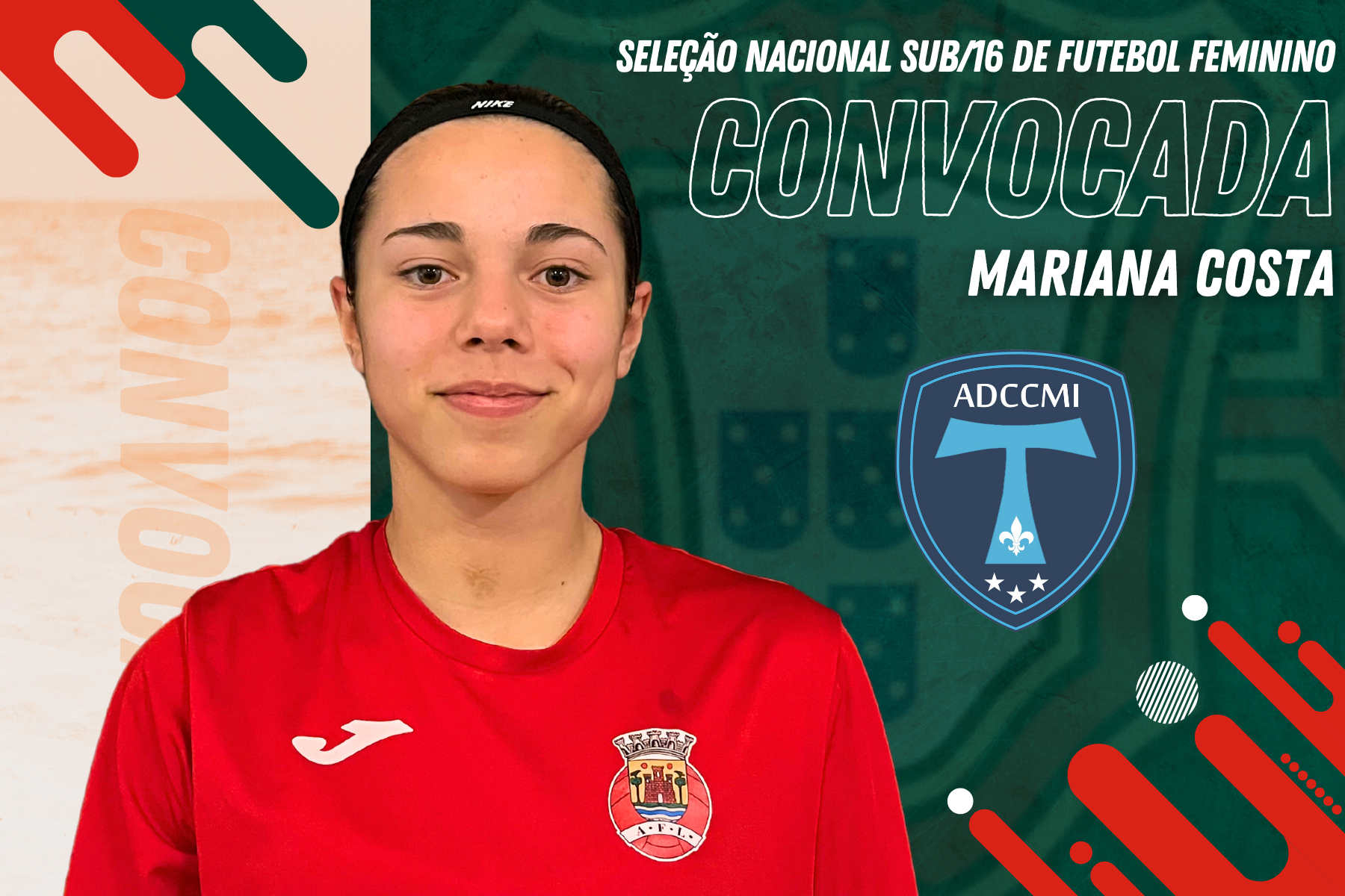 Mariana Costa convocada para a Seleção Nacional Sub-16 Feminina de Futebol