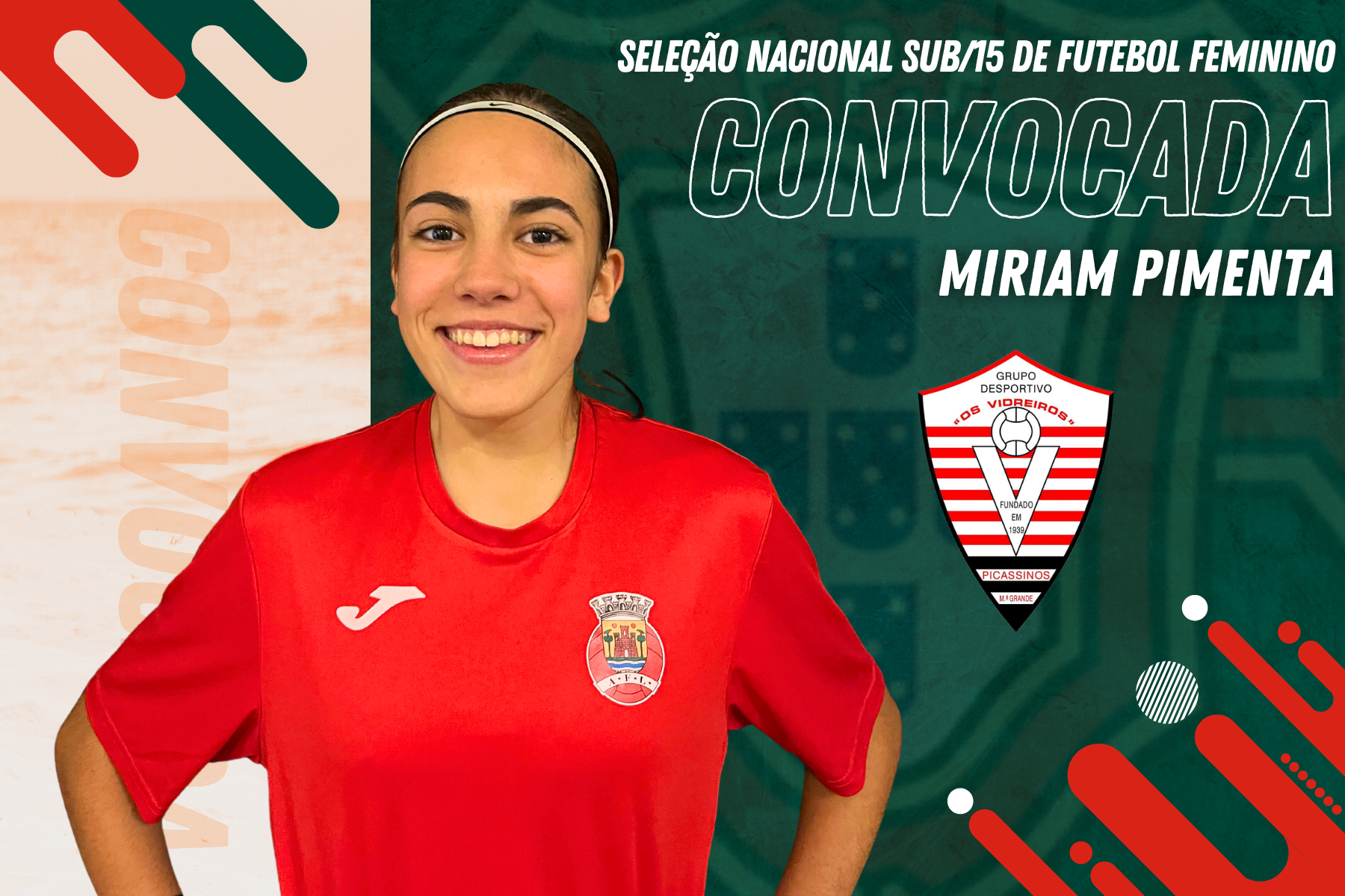 Miriam Pimenta convocada para a Seleção Nacional Sub-15 Feminina de Futebol